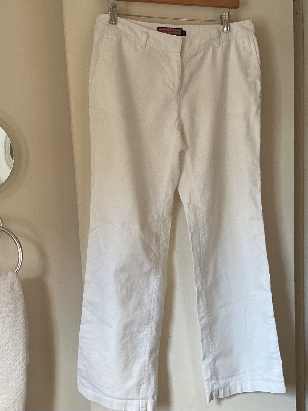 VINEYARD VINES Women's White LINEN Straight-Leg Jeans